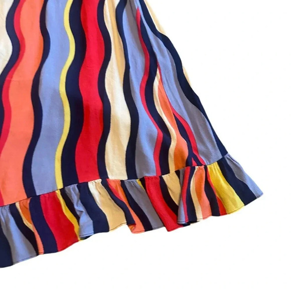 Plenty by Tracy Reese Rainbow Stripe Dress Surplice V-Neck Ruffle Size Small - Picture 8 of 11